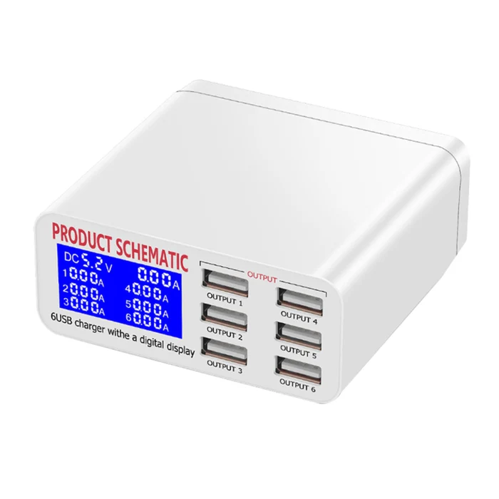 Chargeur Secteur WLX-899 – 6 Ports USB 40W avec Affichage LED – Image 3