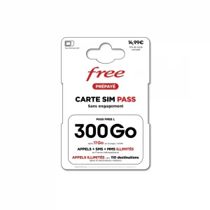 Carte SIM Prépayée Free Appel + SMS + MMS Illimité 300Go Internet Sans Engagement
